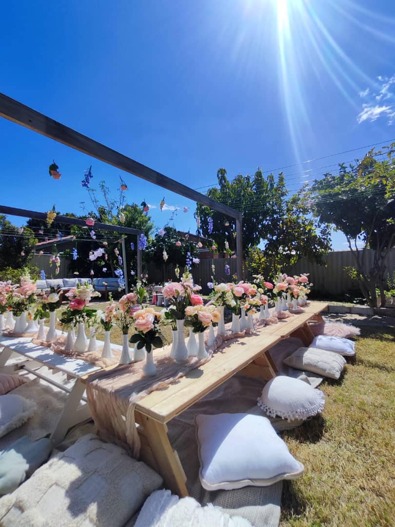 Picnic setup in sunshine