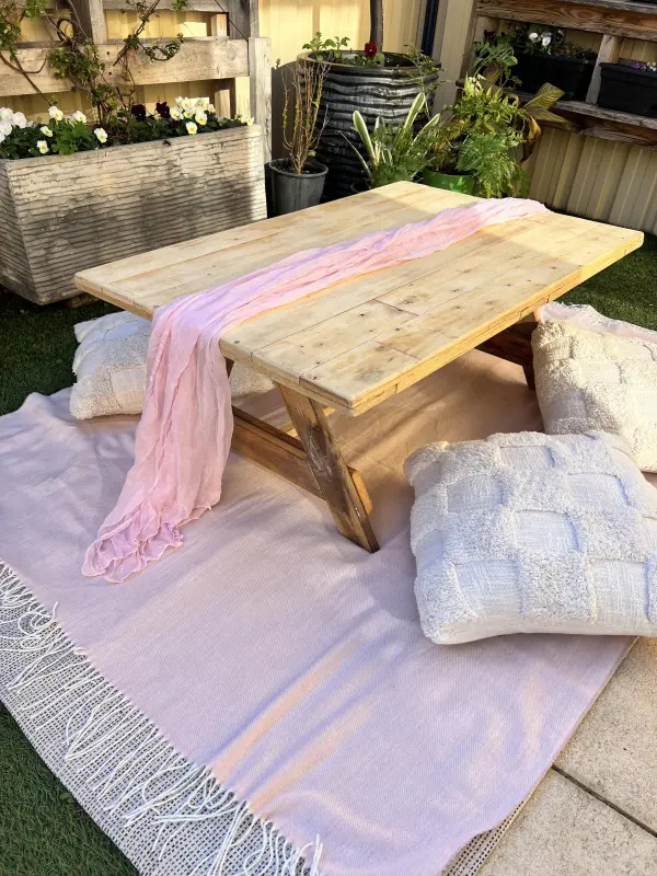 Pink cloth table