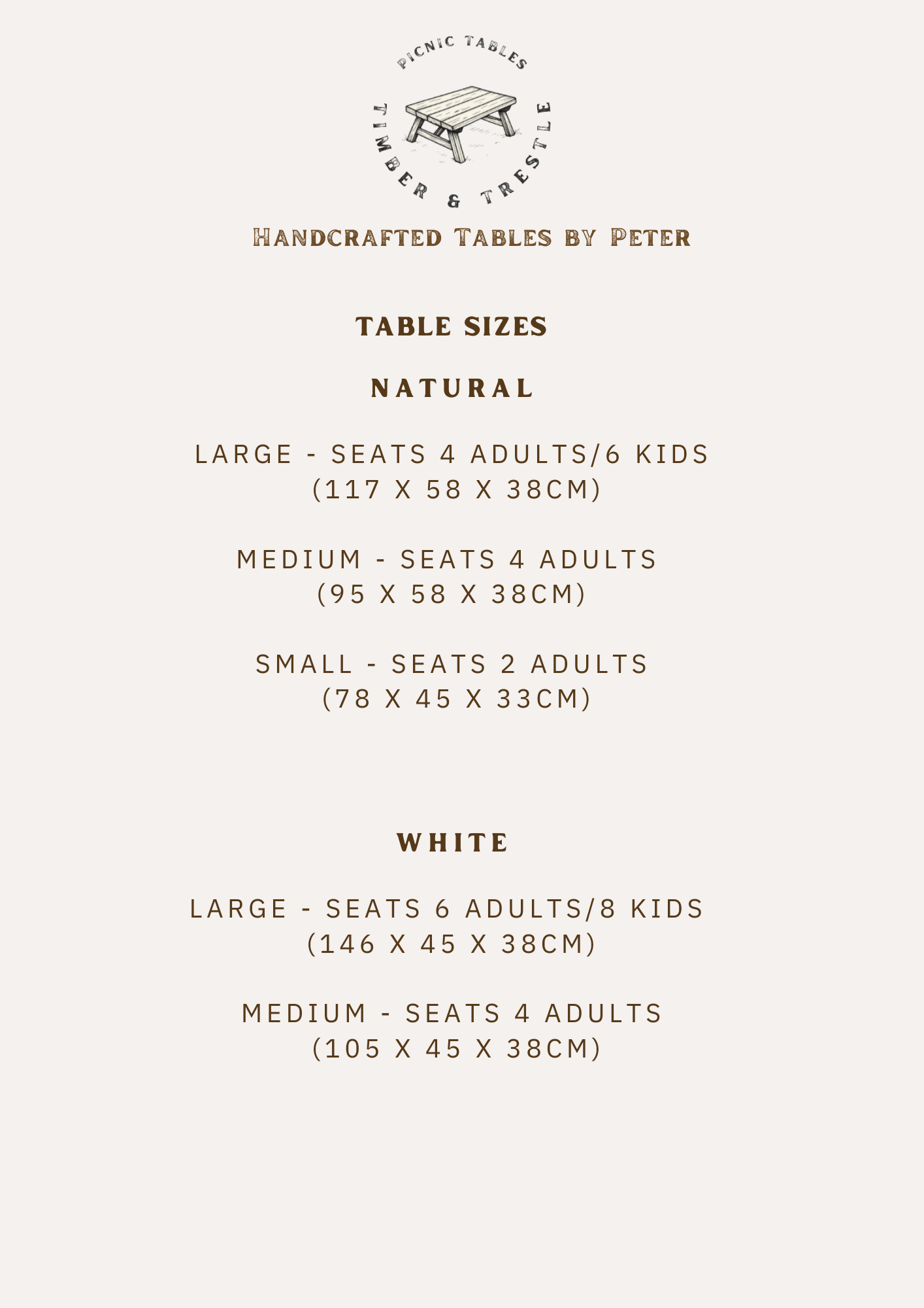 Table size guide